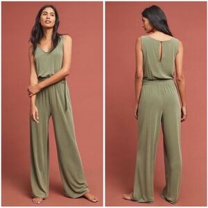Anthropologie Olive Green Wide-Leg Jumpsuit
